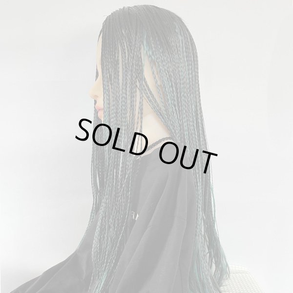 画像2: センターパートブレイズロング【black × blue × viridian green】 (2)